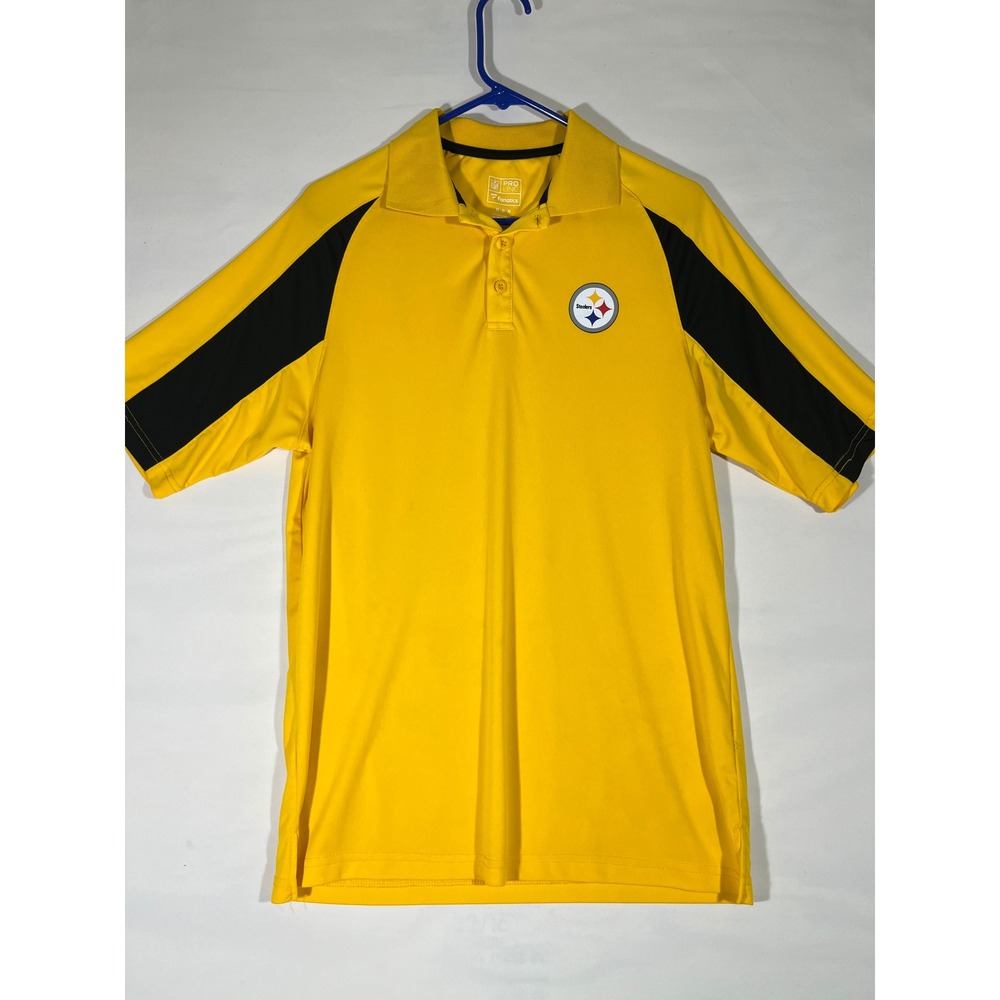 Fanatics Pro Line NFL Fan Men Pittsburgh Steelers Polo Shirt YELLOW BLACK Size M